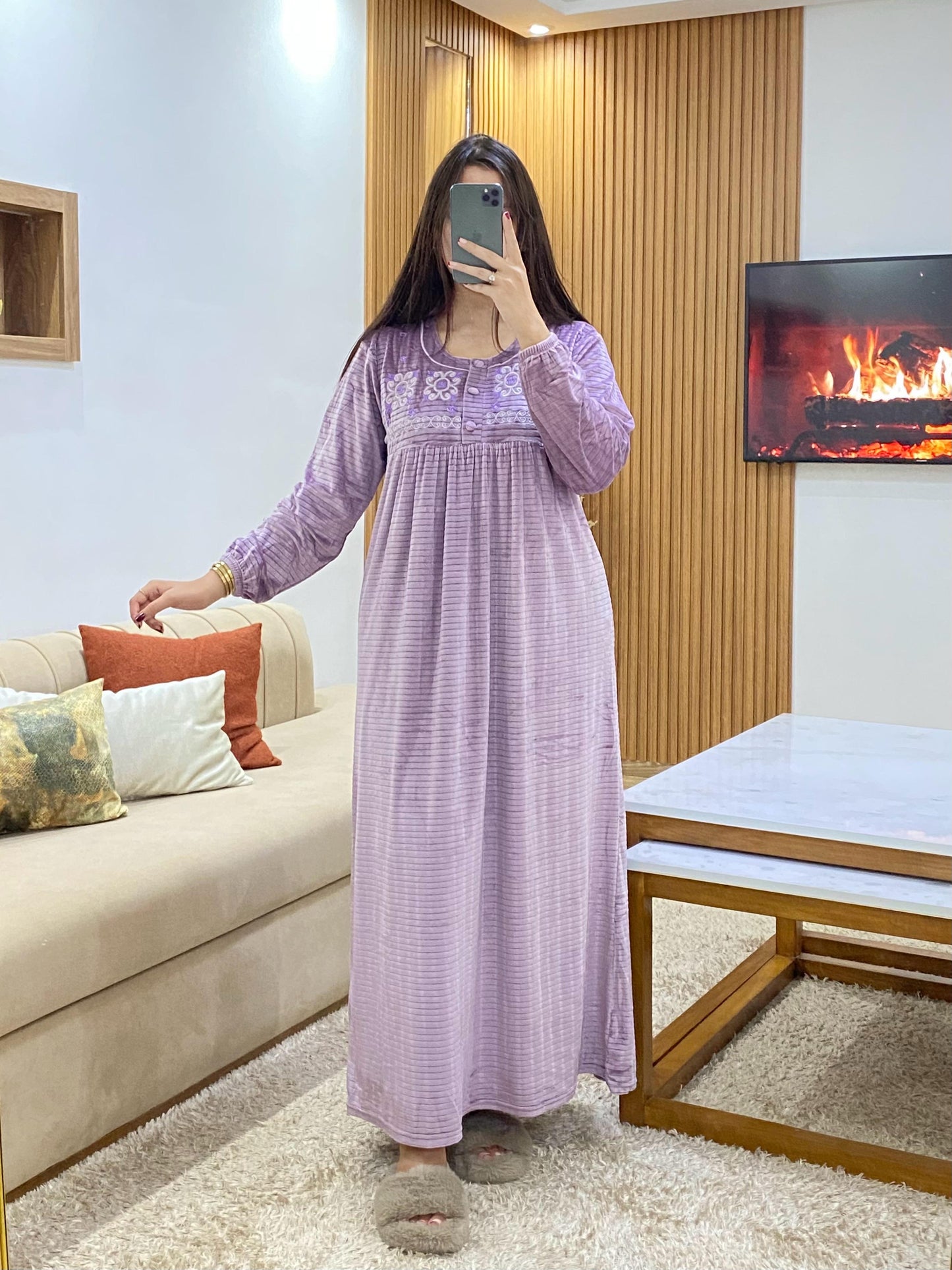 Robe Longue Avec Décoration sur la poitrine Plissé multi couleur Pour l'hiver