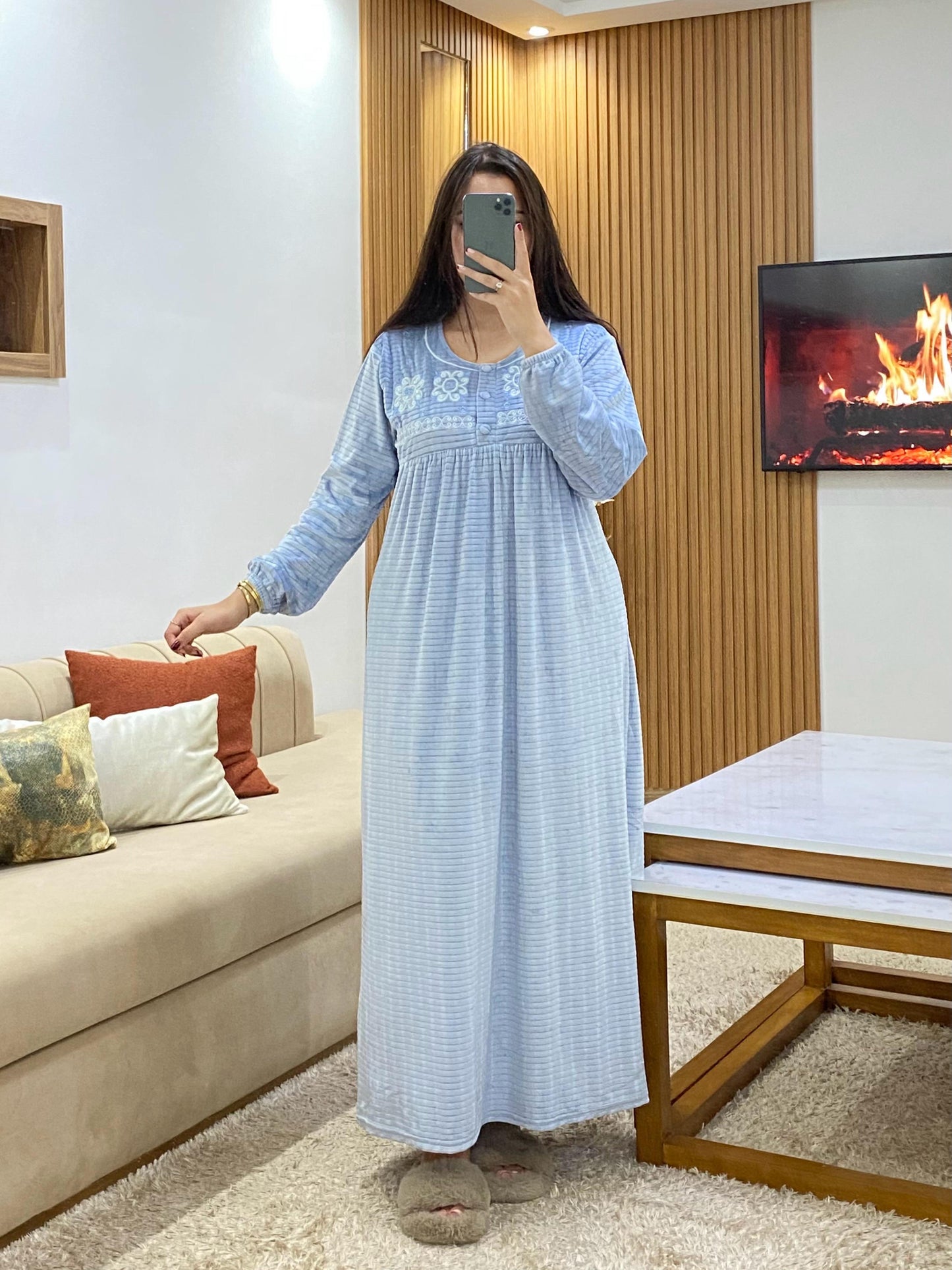 Robe Longue Avec Décoration sur la poitrine Plissé multi couleur Pour l'hiver