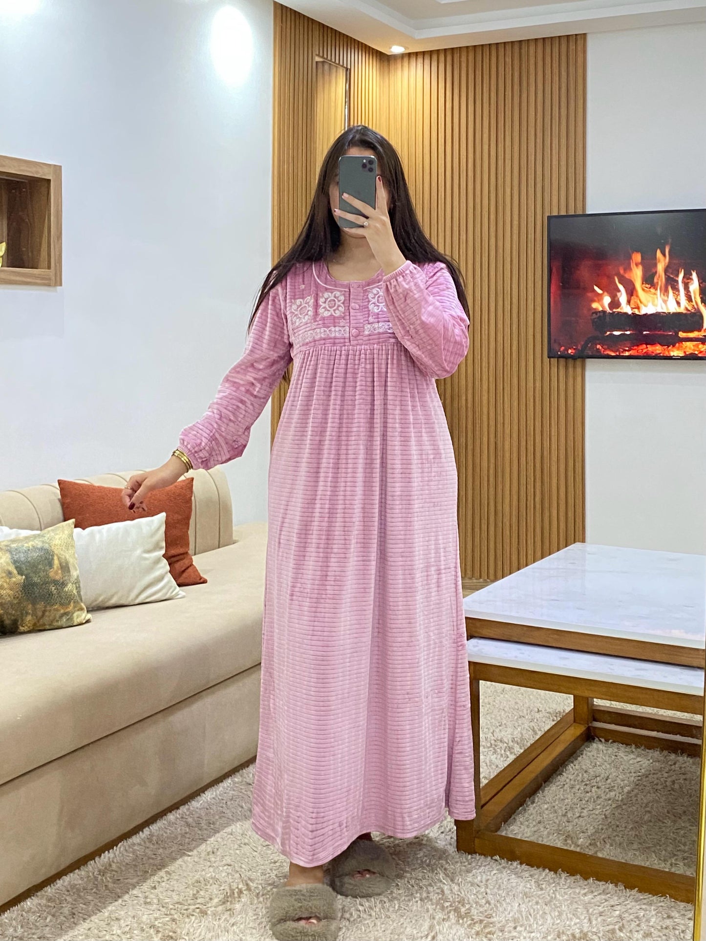 Robe Longue Avec Décoration sur la poitrine Plissé multi couleur Pour l'hiver